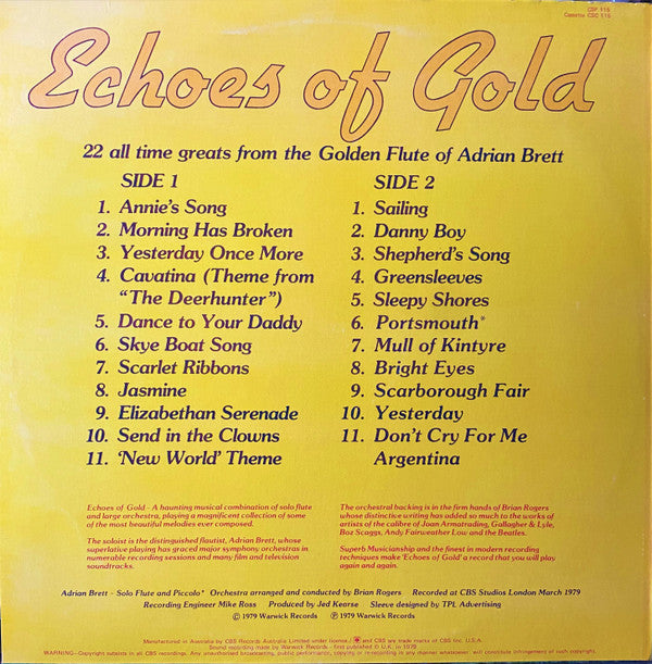 Adrian Brett : Echoes Of Gold (LP)