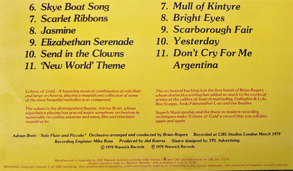 Adrian Brett : Echoes Of Gold (LP)