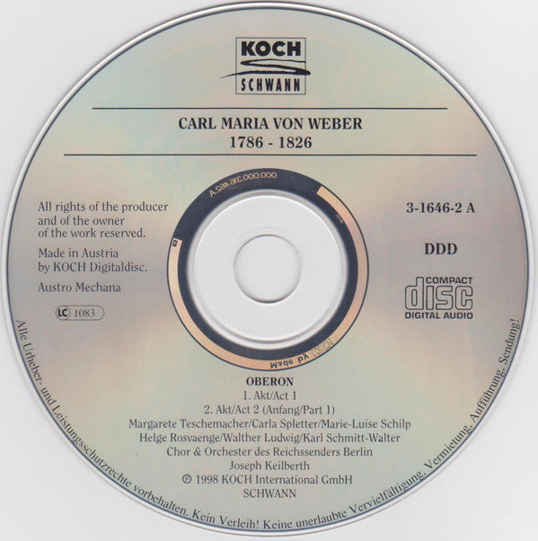Weber* / Joseph Keilberth : Oberon (2xCD, Album, Mono)