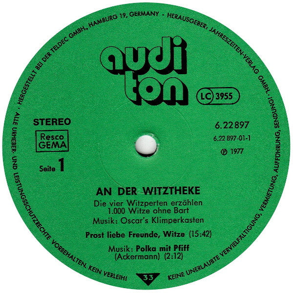 Unknown Artist : An Der Witztheke (Die Vier Witzperlen Erzählen 1000 Witze Ohne Bart) (LP, Album)