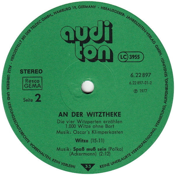 Unknown Artist : An Der Witztheke (Die Vier Witzperlen Erzählen 1000 Witze Ohne Bart) (LP, Album)