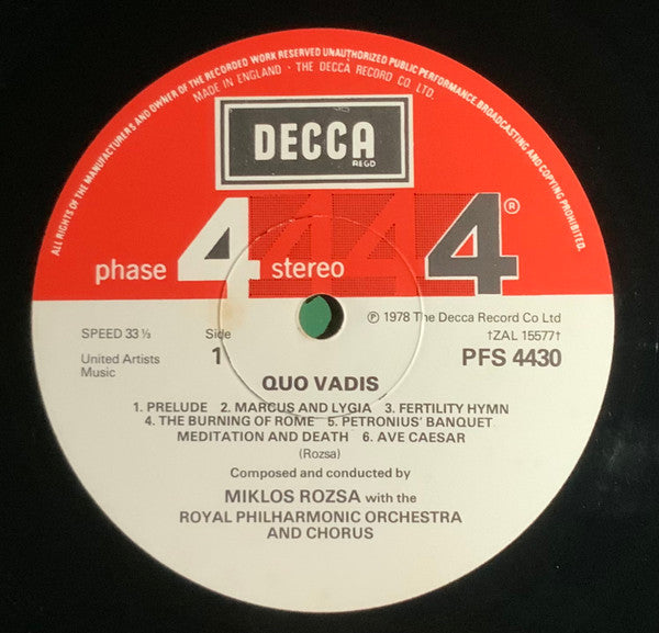 Miklos Rozsa* Conducting The Royal Philharmonic Orchestra* And Chorus* : Quo Vadis (LP, Album)