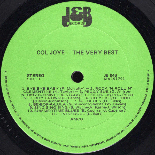 Col Joye : The Very Best (LP, Comp)