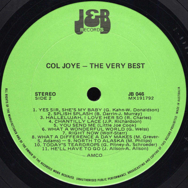 Col Joye : The Very Best (LP, Comp)