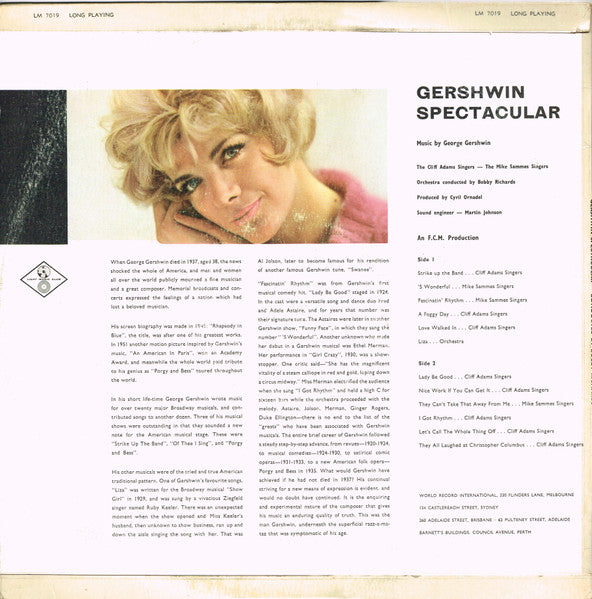 The Cliff Adams Singers / Mike Sammes Singers : Gershwin Spectacular (LP, Album, Club)