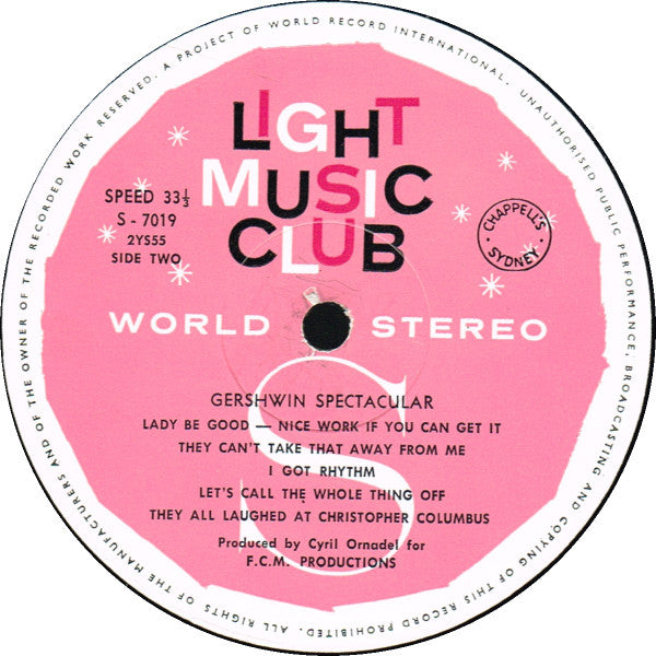 The Cliff Adams Singers / Mike Sammes Singers : Gershwin Spectacular (LP, Album, Club)