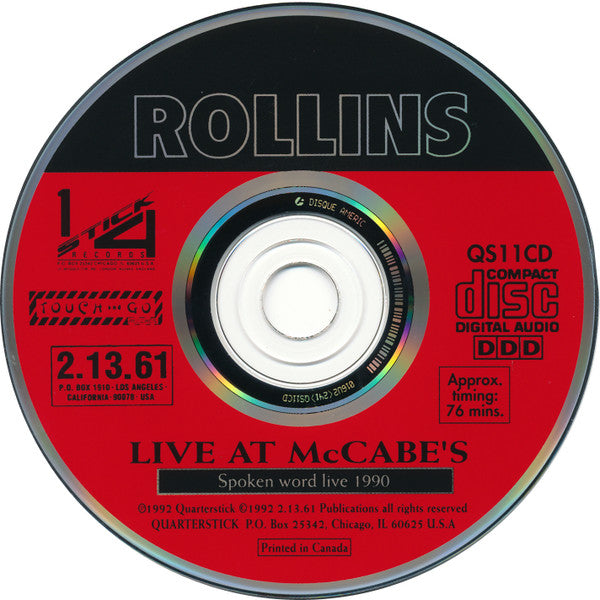 Henry Rollins : Live At McCabe's (CD, Album, RP)