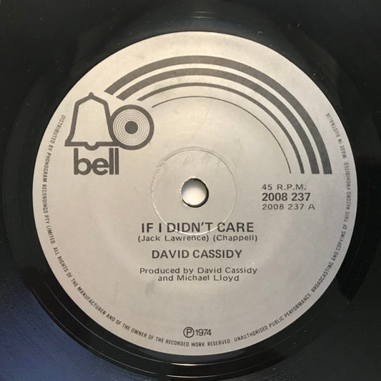David Cassidy : If I Didn't Care (7", Single)