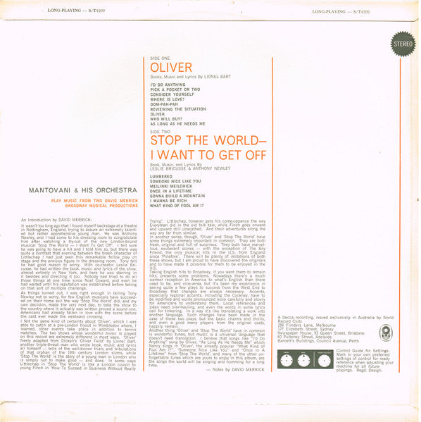 Mantovani And His Orchestra : Stop The World - I Want To Get Off / Oliver (LP, Album, Club)