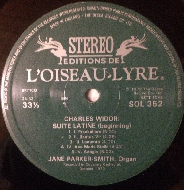 Charles Widor*, Jane Parker-Smith : Suite Latine / Trois Nouvelles Pièces (LP, Album)