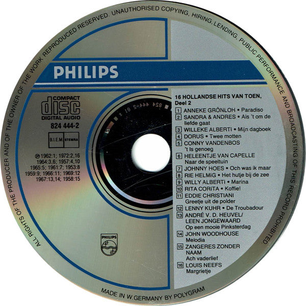 Various : 16 Hollandse Hits Van Toen 2 (CD, Comp)
