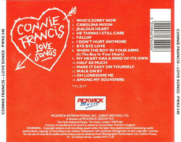 Connie Francis : Love Songs (CD, Comp)