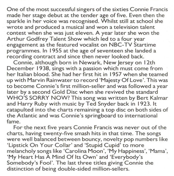 Connie Francis : Love Songs (CD, Comp)