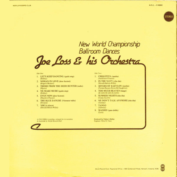 Joe Loss & His Orchestra : New World Championship Ballroom Dances (LP, Album, Club)