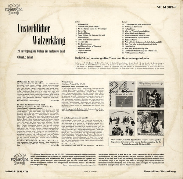 Rubino Und Sein Großes Ballroom-Orchester : Unsterblicher Walzerklang (LP, Album)