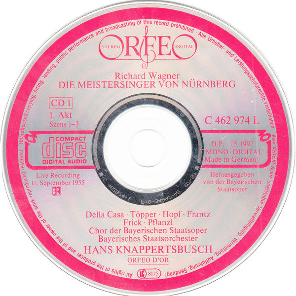 Wagner*, Della Casa*, Töpper*, Hopf*, Frantz*, Frick*, Pflanzl*, Hans Knappertsbusch : Die Meistersinger Von Nürnberg (4xCD, Mono, RM)