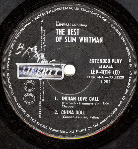 Slim Whitman : The Best Of Slim Whitman (7", EP, Mono)