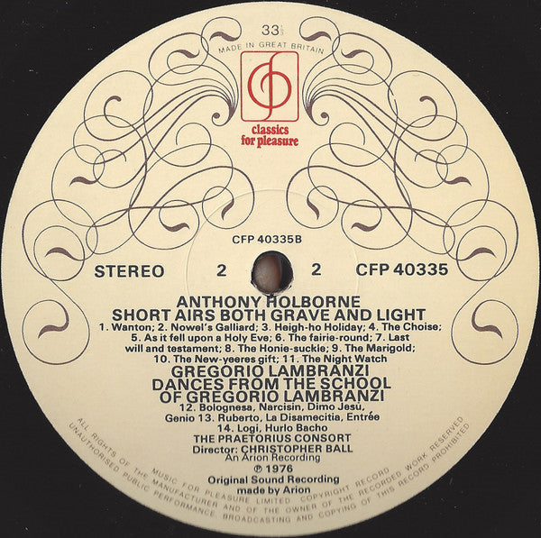 Praetorius* / Holborne* / Lambranzi*, The Praetorius Consort, Christopher Ball : Dances From Terpsichore / Short Airs Both Grave And Light / Dances (LP, RE)