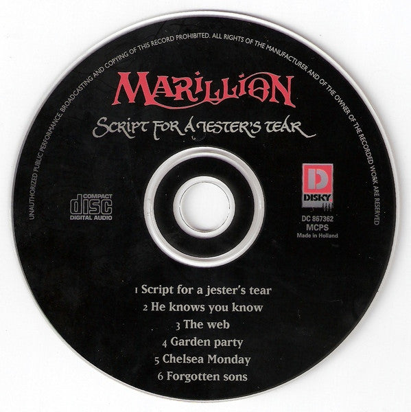 Marillion : Script For A Jester's Tear (CD, Album, RE)