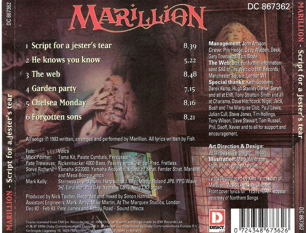 Marillion : Script For A Jester's Tear (CD, Album, RE)