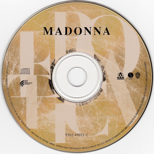 Madonna : Erotica (CD, Album, Num, RE, S/Edition, Col)