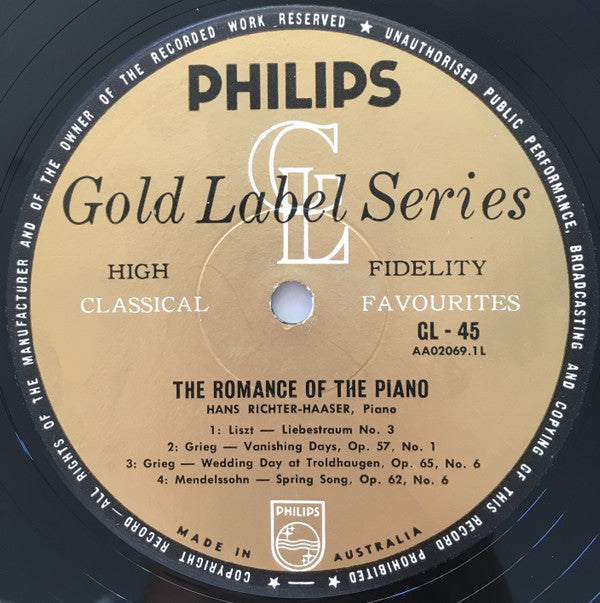 Hans Richter-Haaser : The Romance Of The Piano (LP, Mono)