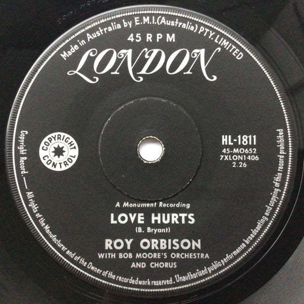 Roy Orbison : Running Scared / Love Hurts (7", Single)