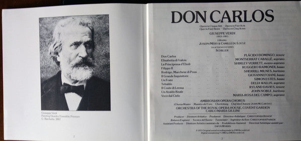 Verdi* - Domingo* · Caballé* · Raimondi* · Verrett* · Milnes* · Foiani* · Estes* · Ambrosian Opera Chorus* · Orchestra Of The Royal Opera House, Covent Garden · Carlo Maria Giulini : Don Carlos (3xCD, Album, RE, RM + Box, Sli)