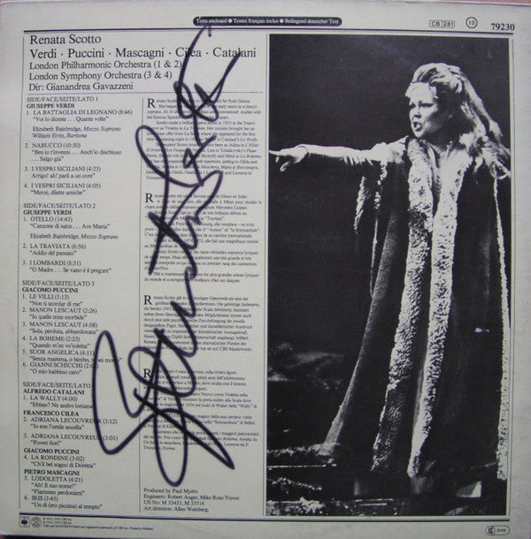 Renata Scotto : Verdi/Puccini/Mascagni/Cilea/Catalani (2xLP, RE)