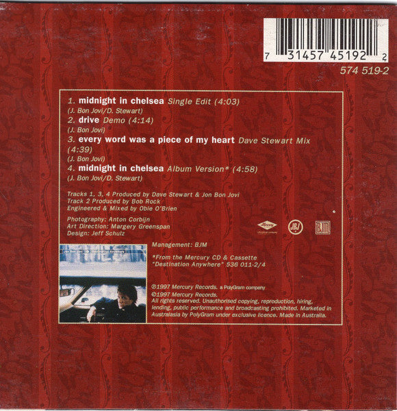Jon Bon Jovi : Midnight In Chelsea (CD, Single)