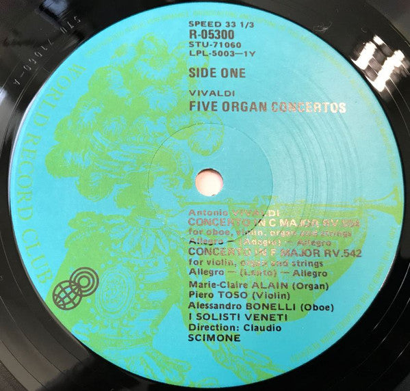 Vivaldi* : Five Organ Concertos (LP, Album, Club, RE)