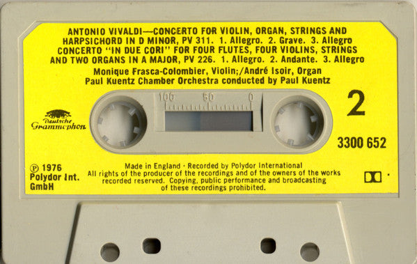 Antonio Vivaldi - André Isoir • Orchestre De Chambre Paul Kuentz : Concertos With Organ • Konzerte Mit Orgel (Cass, Dol)