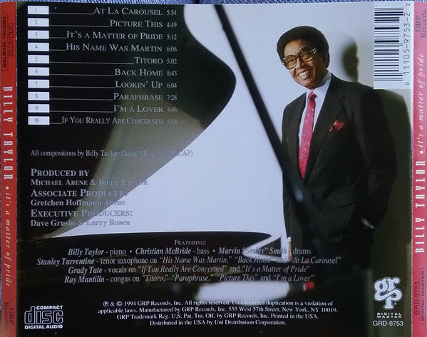 Billy Taylor : It's A Matter Of Pride (CD, Album)