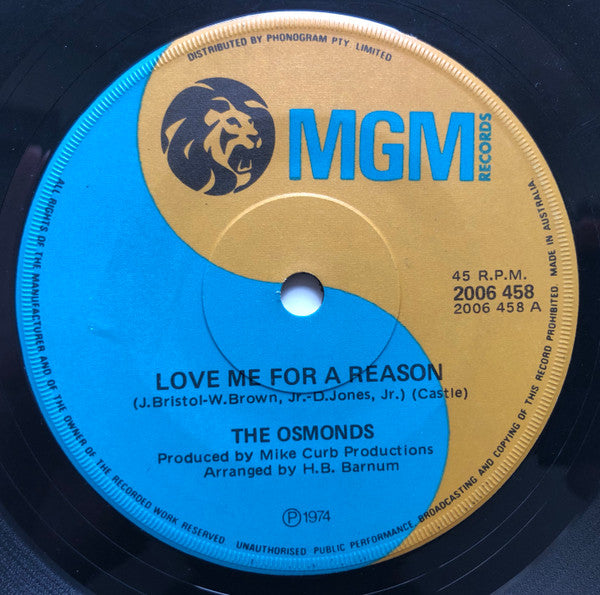 The Osmonds : Love Me For A Reason (7", Single)