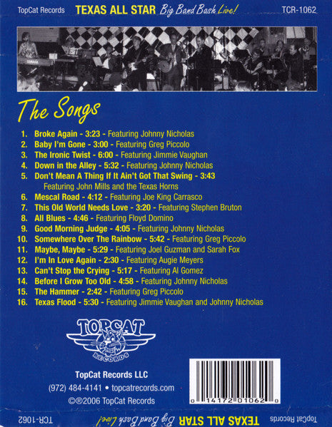 Johnny Nicholas And The Fabulous Texas All Stars : Big Band Bash Rhythms For The Rio Live! (CD, Album)