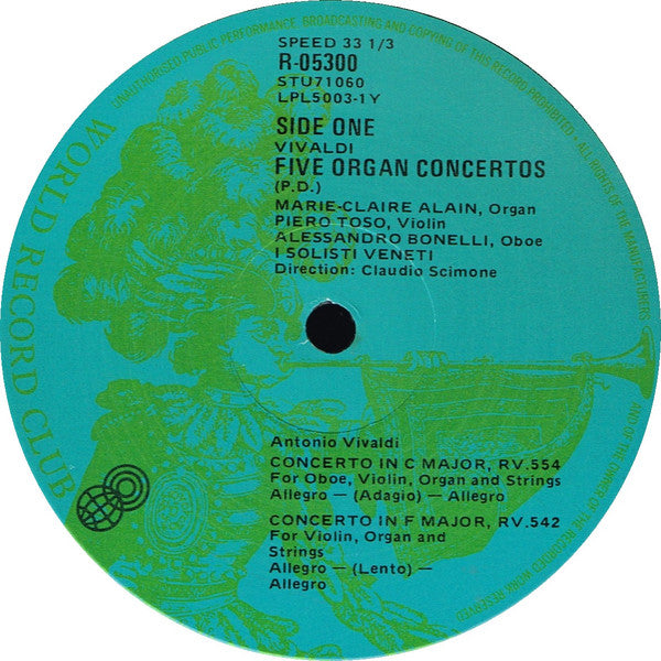 Vivaldi* : Five Organ Concertos (LP, Album, Club)