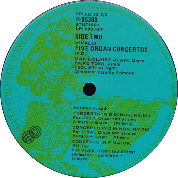 Vivaldi* : Five Organ Concertos (LP, Album, Club)