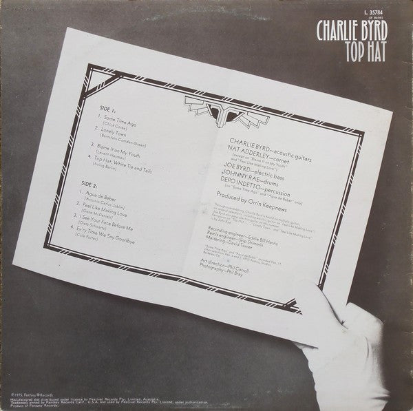 Charlie Byrd Featuring Nat Adderley : Top Hat (LP, Album)