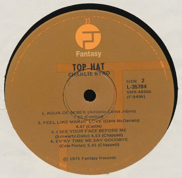 Charlie Byrd Featuring Nat Adderley : Top Hat (LP, Album)