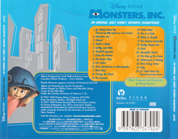 Randy Newman : Monsters, Inc. (An Original Walt Disney Records Soundtrack) (CD, Album)