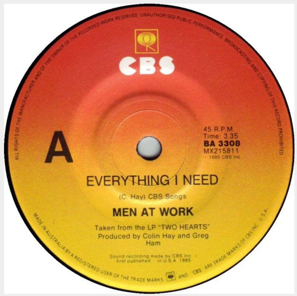 Men At Work : Everything I Need (7")