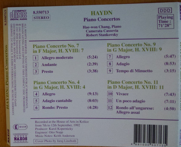 Haydn*, Hae-won Chang, Camerata Cassovia, Robert Stankovsky : Piano Concertos (Nos. 4, 7, 9 And 11) (CD, Album)