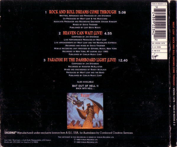 Meat Loaf : Rock And Roll Dreams Come Through (CD, Single, Dig)