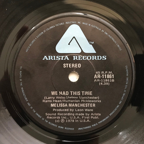 Melissa Manchester : Don't Cry Out Loud  (7", Single)