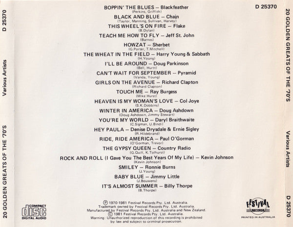Various : 20 Golden Greats Of The 70's (CD, Comp, RE)