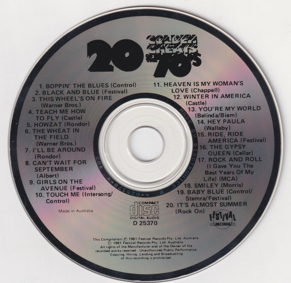 Various : 20 Golden Greats Of The 70's (CD, Comp, RE)