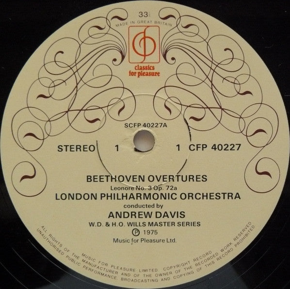 London Philharmonic Orchestra Conducted By Andrew Davis - Ludwig van Beethoven : Overtures - Leonore No. 3 / Egmont / Coriolan / Fidelio (LP)