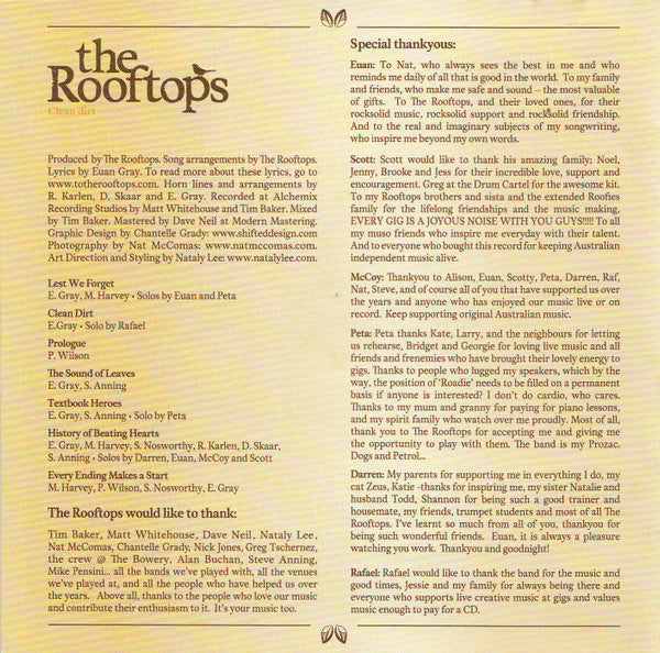 The Rooftops : Clean Dirt (CD, Album)