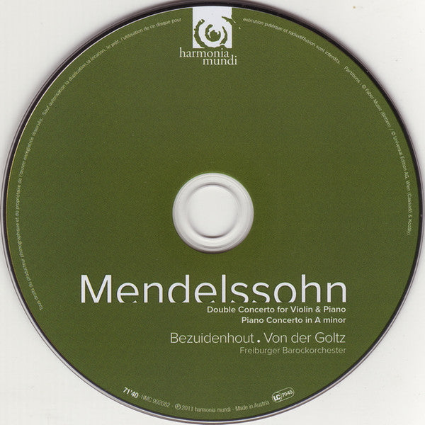 Mendelssohn*, Bezuidenhout*  . Von Der Goltz*, Freiburger Barockorchester : Double Concerto For Violin & Piano, Piano Concerto In A Minor (CD)