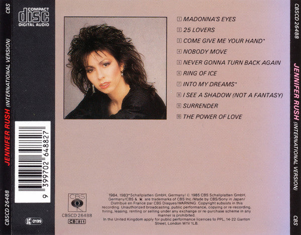 Jennifer Rush : Jennifer Rush (International Version) (CD, Album, RP)